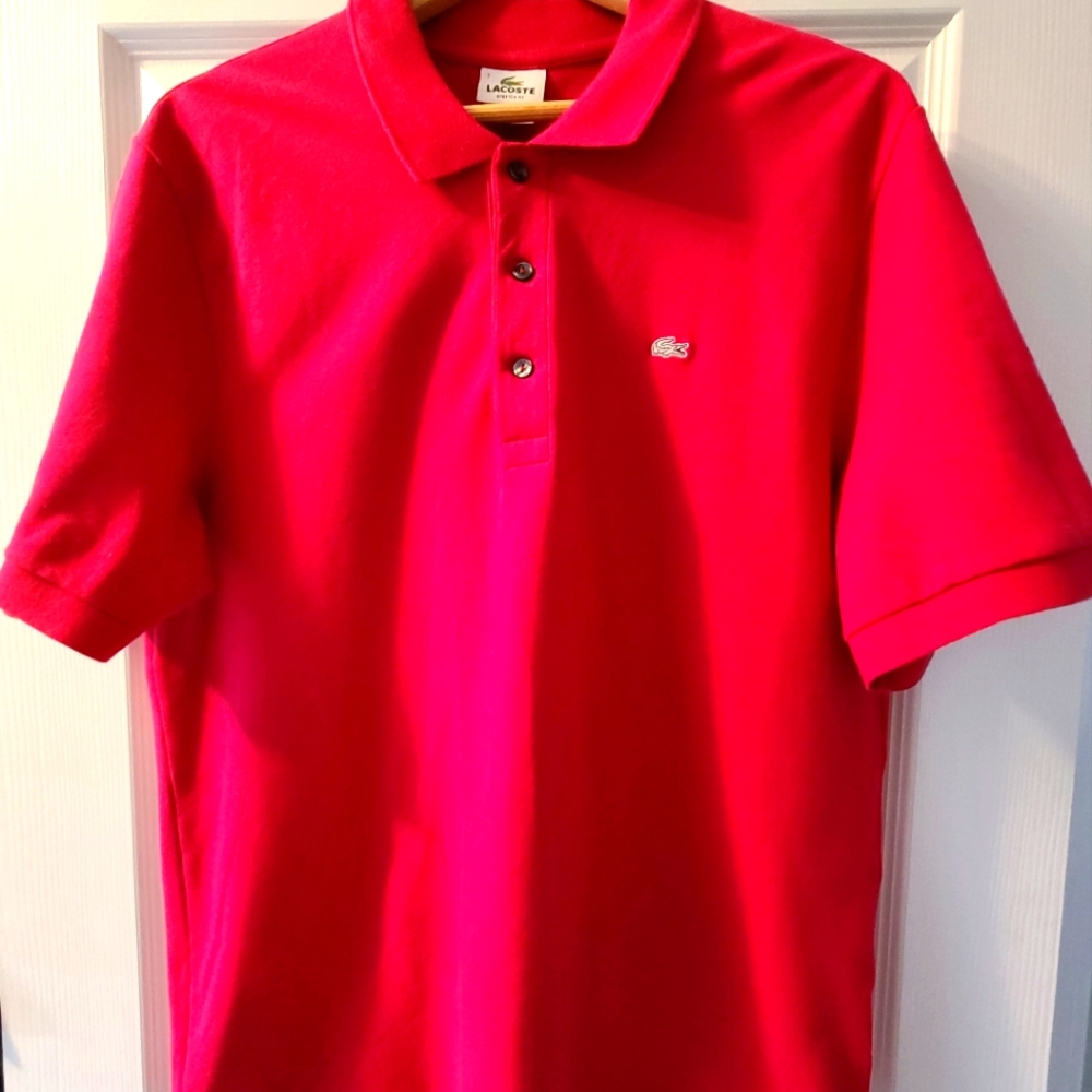 Mens Lacoste polo in red size 7